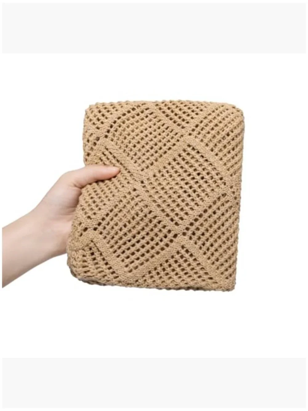 Crochet Tote Bag Cotton Blend Mesh Knit Beach Bag - Picture 2 of 6